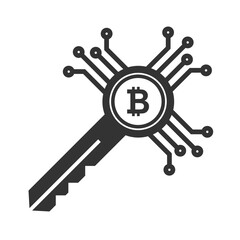 Vector illustration of bitcoin lock icon in dark color and transparent background(PNG).