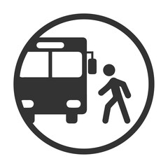 Vector illustration of ride the bus icon in dark color and transparent background(PNG). © udin
