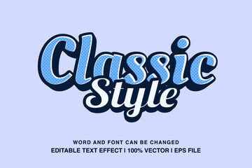 Classic style editable text effect template, 3d cartoon retro style typeface, premium vector