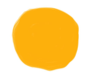 An isolated orange circle text block with space for copy or logo