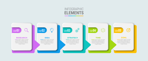 Business infographic template design icons 5 options or steps