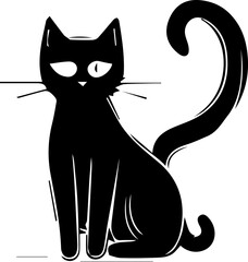 black outline of hand drawn cat simple vector
