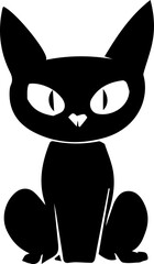 black outline of hand drawn cat simple vector

