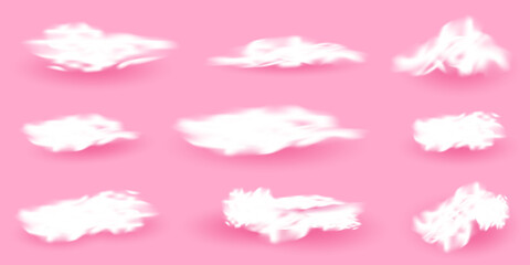 Fluffy white cloud isolated on pink background.