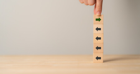 New ways of working, differentiation strategy concept  symbol on wood blocks. Providing uniqueness,...