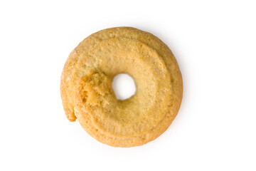 Fototapeta na wymiar Round biscuits with a hole on a white background. Sweet biscuits close-up.