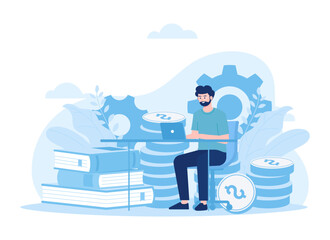 Financial administration trending concept flat illustration