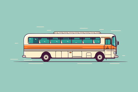 Hand-drawn cartoon Charter bus flat art Illustrations in minimalist vector style