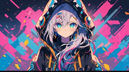 Naklejka premium Anime girl Generative AI