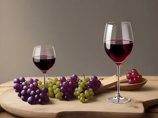 bodegon copas de vino y uvas