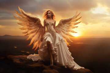 AI generated image of woman with angel wings - 620418340