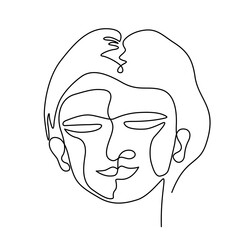 Continuous line art of a happy person, lineart vector illustration.