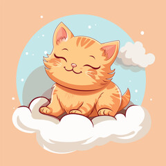 Cute Adorable Cat Vector Illustration