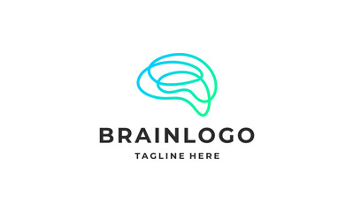 Brain simple line logo design vector