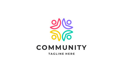 Obraz premium Community people, Social community, Human family logo abstract design vector