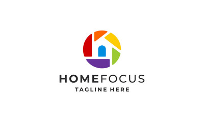 Home focus, Home photography logo design vector