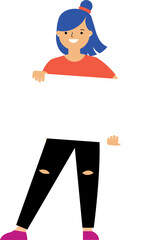 School girl holding sign