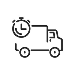 Fast Delivery Icon. Express Shipping Truck with Timer, Symbolizing Quick Delivery and Shipping Logistics Services