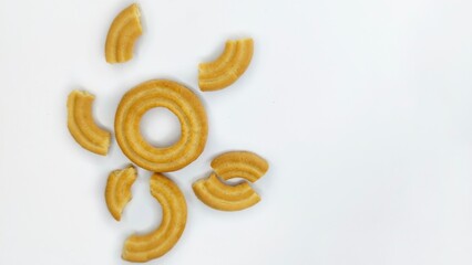 cookie butter crumbs isolated on white background, top view