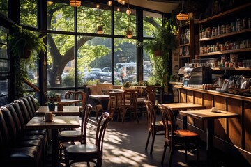 Fototapeta na wymiar Coffee Shop Natural Light, Generative AI
