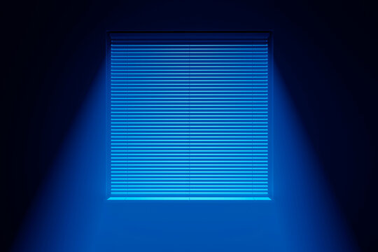 Moonlight on the floor through a window with horizontal blinds.