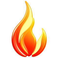 3d render orange fire flame icon. Realistic logo hot gas for emoticon, energy, ui design. Digital element PNG isolated transparent background