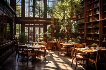 Fototapeta na wymiar Dining Restaurant Natural Light, Generative AI 