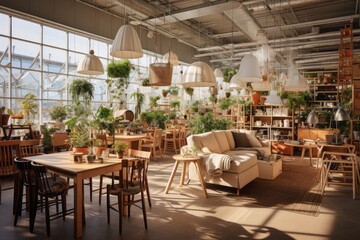 Fototapeta na wymiar Furniture Shop Natural Light, Generative AI