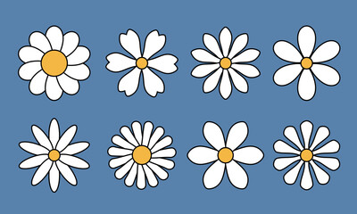 Fototapeta na wymiar Camomile icon set. White daisy chamomile collection isolated 