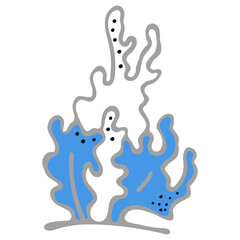 Hand Drawn Colorful Doodle Coral Isolated on White Background. Coral Icon in Cartoon Style.