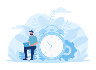 Time is money trending concept flat illustration