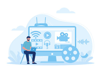 A content creator trending concept flat illustration
