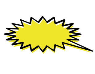 色ずれした黄色のトゲトゲの手書きのフキダシ