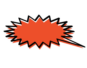 色ずれした赤色のトゲトゲの手書きのフキダシ