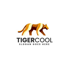 Vector Logo Illustration Tiger Gradient Colorful Style
