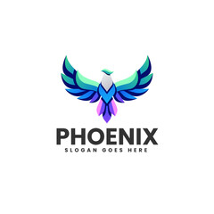 Fototapeta premium Vector Logo Illustration Phoenix Gradient Colorful Style