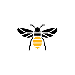 Geometric Bee Logo Illustration. Black and yellow isolated on white