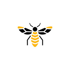 Geometric Bee Logo Illustration. Black and yellow isolated on white