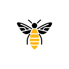 Geometric Bee Logo Illustration. Black and yellow isolated on white