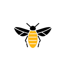 Geometric Bee Logo Illustration. Black and yellow isolated on white
