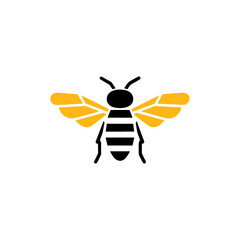 Geometric Bee Logo Illustration. Black and yellow isolated on white