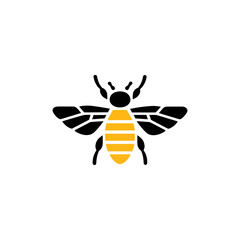 Geometric Bee Logo Illustration. Black and yellow isolated on white
