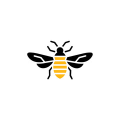 Geometric Bee Logo Illustration. Black and yellow isolated on white