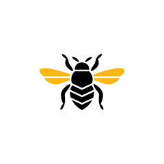 Geometric Bee Logo Illustration. Black and yellow isolated on white