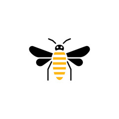 Geometric Bee Logo Illustration. Black and yellow isolated on white