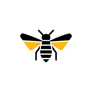 Geometric Bee Logo Illustration. Black and yellow isolated on white