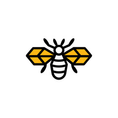 Geometric Bee Logo Illustration. Black and yellow isolated on white