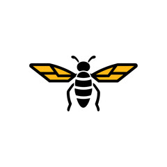 Geometric Bee Logo Illustration. Black and yellow isolated on white