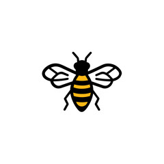 Geometric Bee Logo Illustration. Black and yellow isolated on white