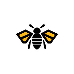Fototapeta premium Geometric Bee Logo Illustration. Black and yellow isolated on white